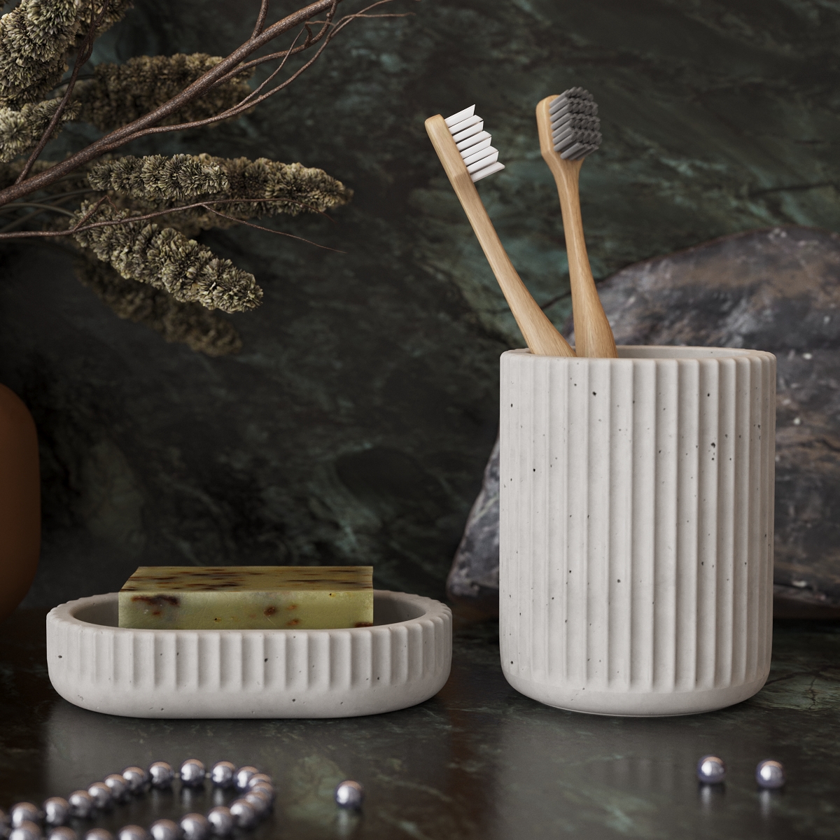 Chloe Soap box + glass_grey m