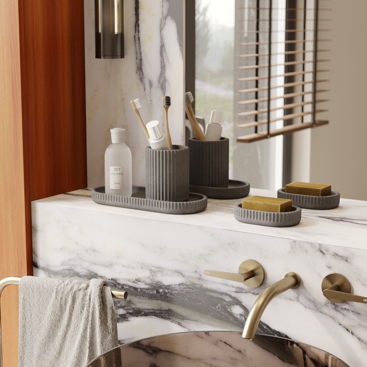 Chloe Tray S + soap box + glass_grafit m_Interior